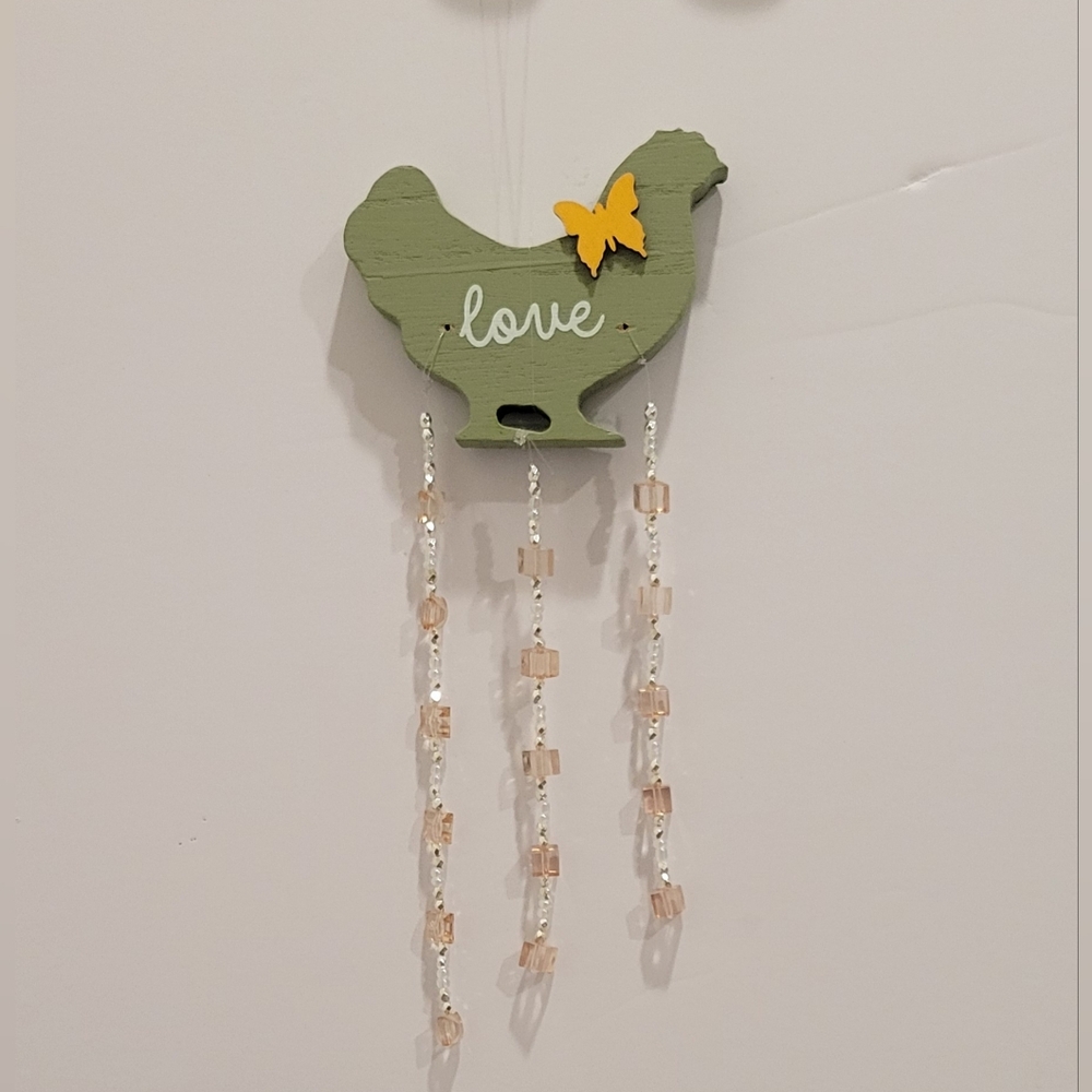 Green Love Wall Hanging Or Suncatcher with Beads